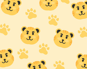 Cute tiger theme seamless pattern, suitable for fabric motifs, pillows, blankets, and others