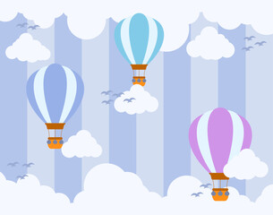 hot air balloon cute theme illustration design. suitable for cloth motifs, pillows, blankets, and wallpaper for children's rooms etc.