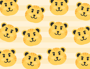 Cute tiger theme seamless pattern, suitable for fabric motifs, pillows, blankets, and others
