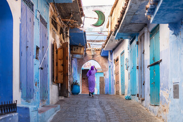 Beautiful and colorful architecture and street of Chefchaouen, Morocco