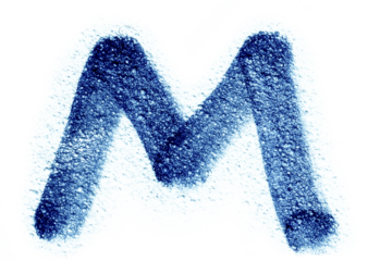 handwritten letter M with felt-tip pen isolated, png asset.
