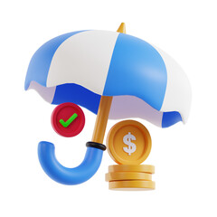 3D Financial Insurance Model Securing Your Finances. 3d illustration, 3d element, 3d rendering. 3d visualization isolated on a transparent background