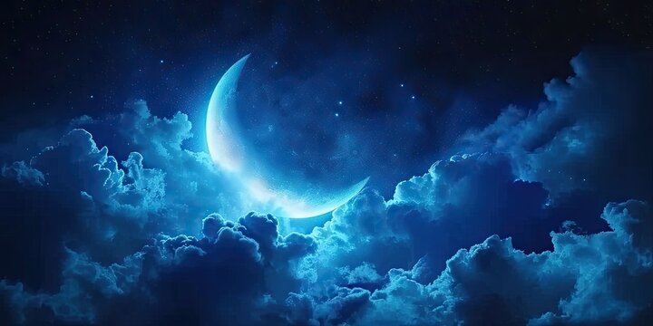Celestial elegance. Captivating moon night sky with stars clouds and touch of mystical blue perfect for portraying beauty of astronomy and dreams
