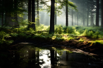 Serene Forest: Dawn Beauty | Generative AI