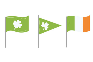 Happy St. Patrick's Day elements mega set with green clover, shamrock, green ale, gold coins pot, and rainbow on white background. St. Patrick's Day typography mega bundle. Saint Patrick's Day ...