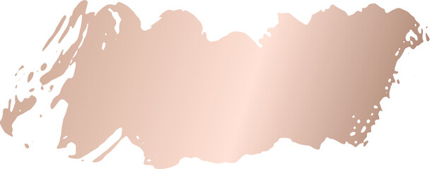 Gold pink brush stroke illustration on transparent background.