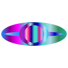 An abstract transparent cyberpunk oval shape design element.