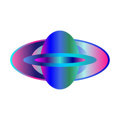 An abstract transparent cyberpunk oval shape design element.