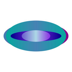 An abstract transparent cyberpunk oval shape design element.