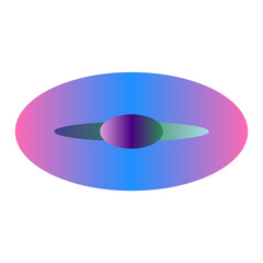 An abstract transparent cyberpunk oval shape design element.