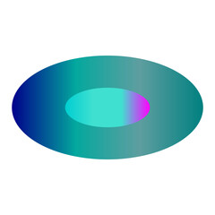 An abstract transparent cyberpunk oval shape design element.