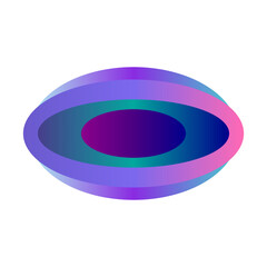 An abstract transparent cyberpunk oval shape design element.