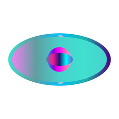 An abstract transparent cyberpunk oval shape design element.