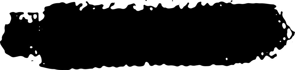 Black ink grunge brush strokes illustration on transparent background.