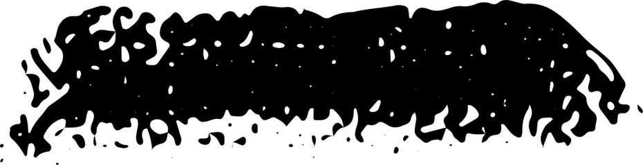 Black ink grunge brush strokes illustration on transparent background.