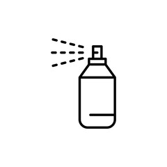 Sanitizing spray bottle vector line icon illustration.