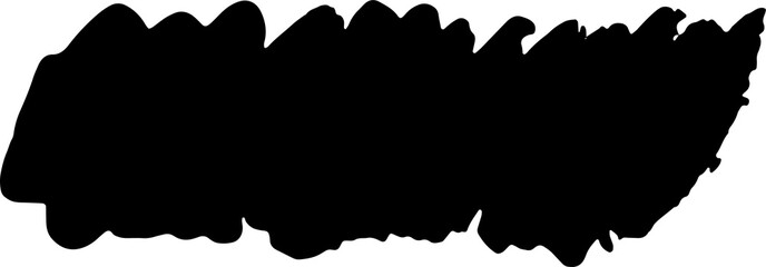 Black ink grunge brush strokes illustration on transparent background.