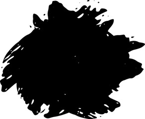 Black ink grunge brush strokes illustration on transparent background.