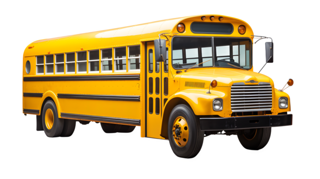 School Bus, PNG, Transparent, No background, Clipart, Graphic, Illustration, Design, Transportation, Education, Yellow bus, School transport, Children, Students, Public transportation, Back to school - Powered by Adobe