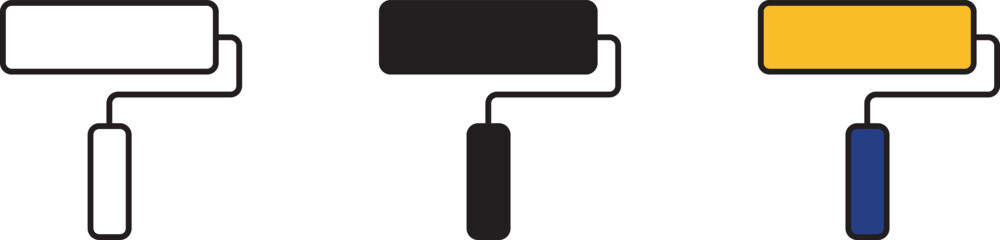 Paint roller lined, isolated and colored style. Vector illustration