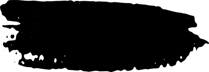 Black ink grunge brush strokes illustration on transparent background.