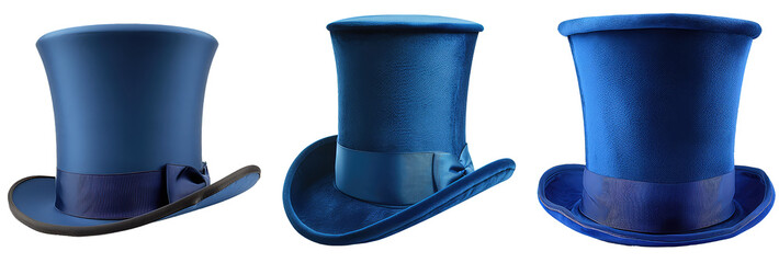 set of blue top hats 