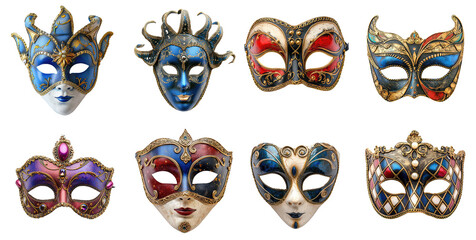 set of carnival masks  - obrazy, fototapety, plakaty