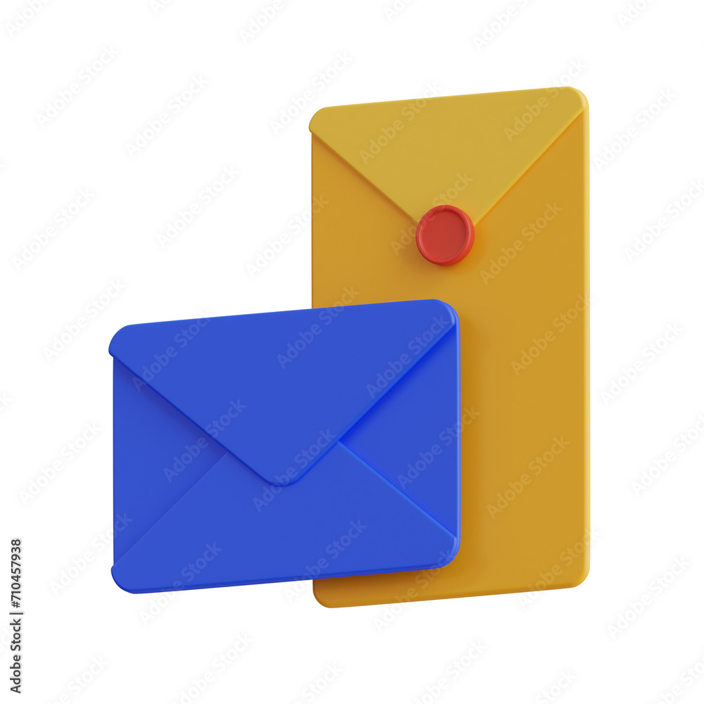 Aufkleber 3D Envelopes Model Addressing and Sending Mail. 3d illustration, 3d element, 3d rendering. 3d visualization isolated on a transparent background