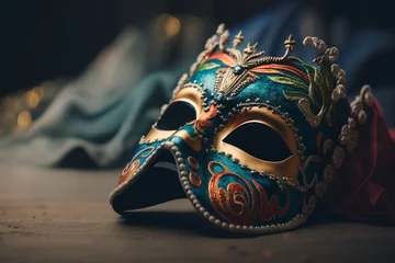 Keuken spatwand met foto venetian carnival mask © Raccoon Stock AI