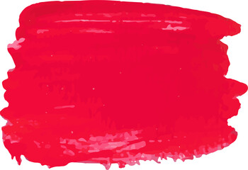 Red brush stroke watercolor illustration on transparent background.