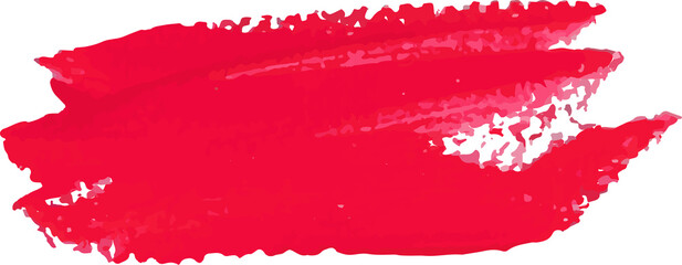 Red brush stroke watercolor illustration on transparent background.