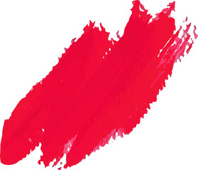 Red brush stroke watercolor illustration on transparent background.