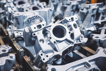 Fototapeta premium Material created with the process of metal casting for car parts in industry factory in highly developed factory