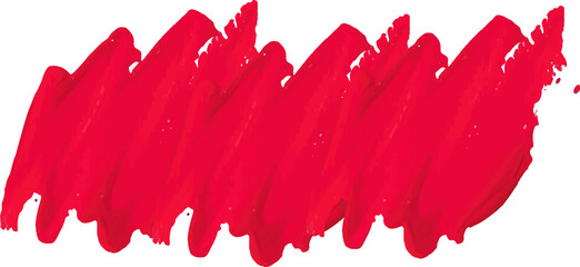 Red brush stroke watercolor illustration on transparent background.