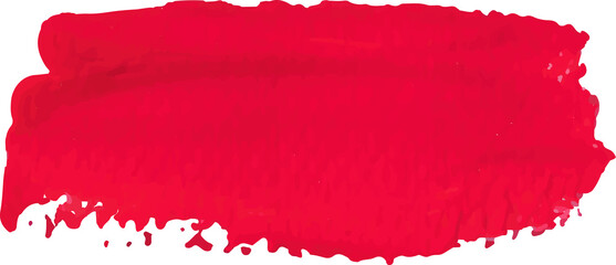 Red brush stroke watercolor illustration on transparent background.