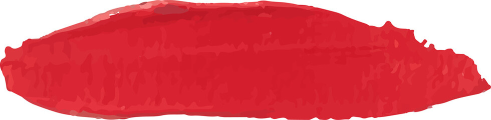 Red brush stroke watercolor illustration on transparent background.