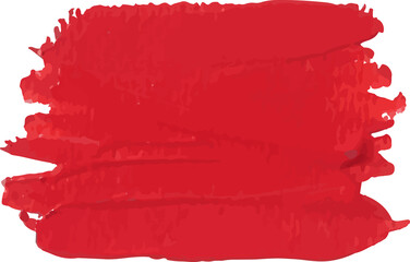 Red brush stroke watercolor illustration on transparent background.