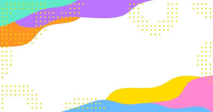 4k colorful little splashes on transparent background. Small animated color dots yellow, orange, green, purple, blue, red, pink. Cartoon childish design style. Seamless loop simple circles kid pattern