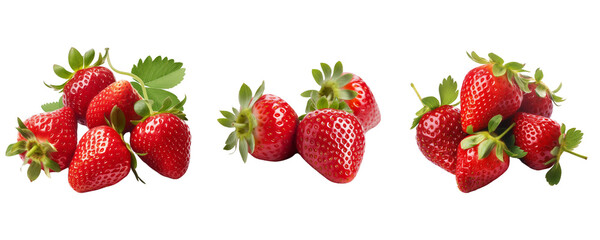  Set of strawberries on A Transparent Background