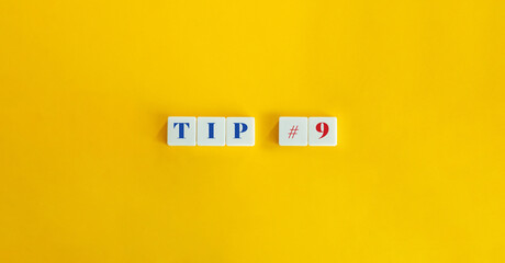 Tip 9 Banner. Useful Advice, Help, Counsel, Guidance or Piece of Information. - obrazy, fototapety, plakaty