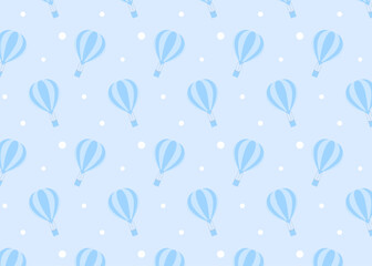 かわいい気球のイラスト　ブルー