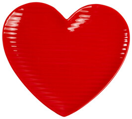 Heart shaped plate red isolated transparent. Top view. - 710459590