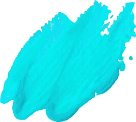 Blue brush stroke watercolor illustration on transparent background.