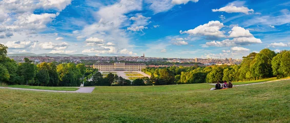 Foto op Plexiglas Vienna, Austria - June 24, 2015: panorama city skyline at Schonbrunn Palace and garden © Noppasinw