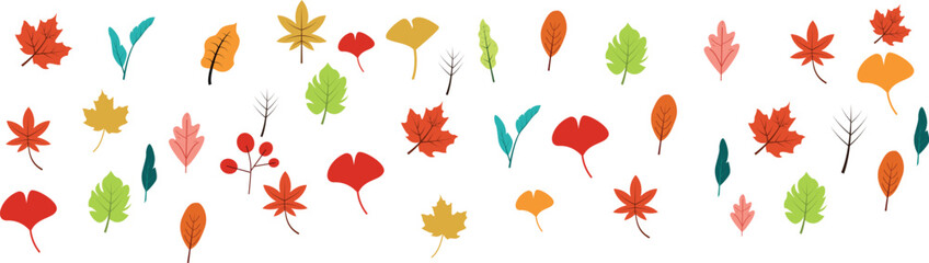 Obraz premium Autumn elements set decoration . Background banner border isolated vector illustration design 