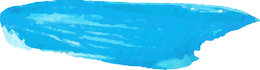 Blue brush stroke watercolor illustration on transparent background.