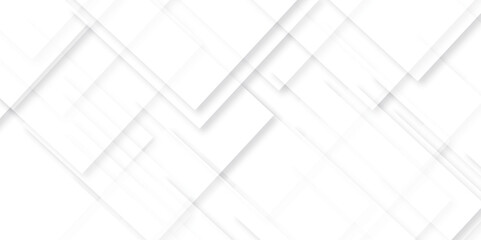 Modern Abstract white background design with layers of textured white transparent material in triangle and squares shapes. White color technology concept geometric line vector background.	
