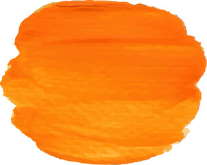 Orange brush stroke watercolor illustration on transparent background.