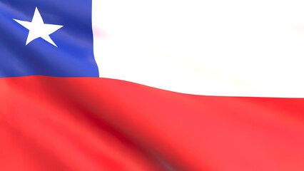 3D render - the national flag of Chile fluttering in the wind