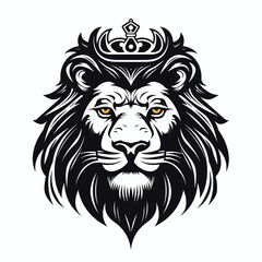 A lion head crown mascot logo icon template vector illustration